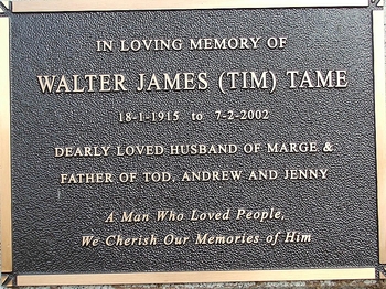 Walter James (Tim) TAME - Winton Cemetery